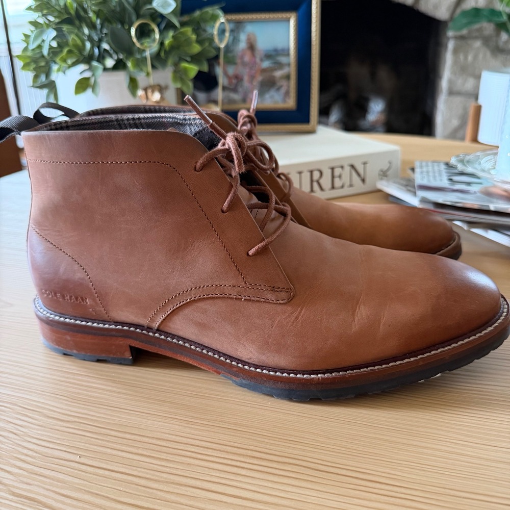 Cole Haan Mens C37588 British Tan Leather Chukka Boots Lug Sole Size 9.5 M